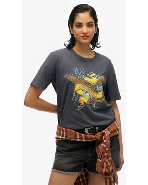 Superdry Biker Rock Graphic Relaxed T-Shirt - Blue