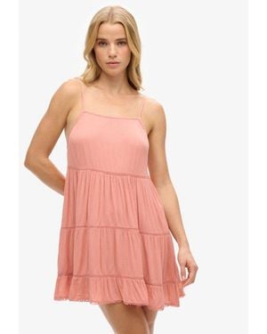 Superdry Tiered Mini Beach Cami Dress - Pink
