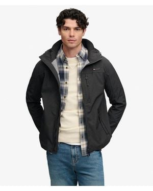 Superdry & Co Lightweight Embroidered Logo Hooded Soft Shell Trekker Jacket - Black