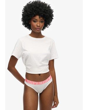 Superdry Organic Cotton Large Logo Bikini Briefs - White