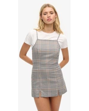 Superdry Vintage Check Cami Mini Dress - Gray