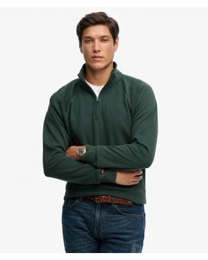 Superdry Homme Pull À Logo, Col Tunisien Et Manches Raglan Essential Taille - Vert