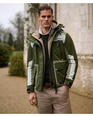 Superdry Hooded Colour Block Windbreaker Jacket - Brown