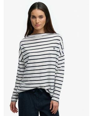 Superdry & Co Studios Boat Neck Slub Long Sleeve Top - White