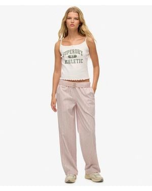 Superdry & Co Organic Cotton Stripe Elasticated Pants - White