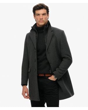 Superdry Homme Manteau Ville 2 En 1 Ajusté Taille - Noir