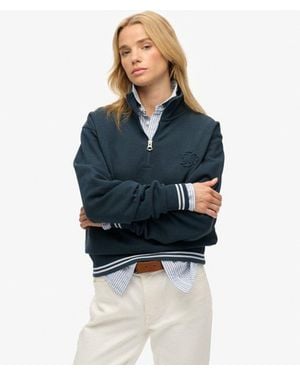Superdry & Co Country Club Embossed Half-zip Sweater - Blue