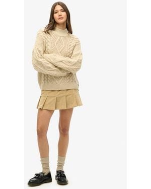 Superdry Vintage Cord Pleated Mini Skirt - Natural