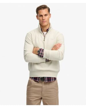 Superdry & Co Essential Logo Half Zip Sweatshirt - Natural