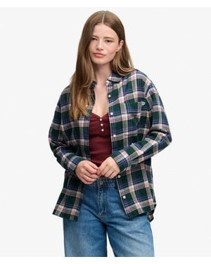 Superdry & Co Check Flannel Boyfriend Shirt - Blue