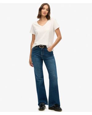 Superdry Organic Cotton High Rise Flare Jeans - Blue
