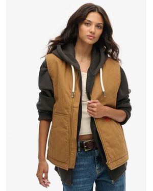 Superdry & Co Oversized Surplus Workwear Gilet - Brown
