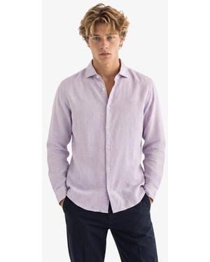 Superdry & Co Riviera Long Sleeve Linen Shirt - Purple