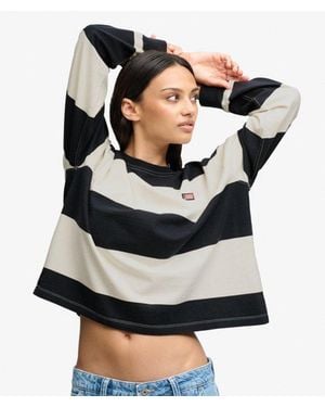 Superdry & Co Athletic Essentials Stripe Slouchy Sweatshirt - Blue