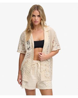 Superdry & Co Lace Patchwork Beach Resort Shirt - Natural