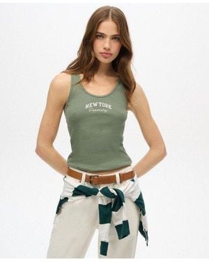 Superdry Athletic Essentials-hemdtopje Met Print - Groen