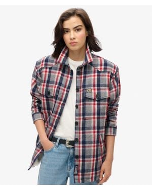 Superdry & Co Borg Check Overshirt - Blue