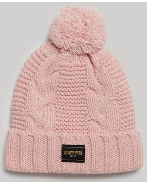 Superdry & Co Cable Knit Beanie Hat - Pink