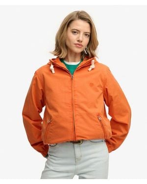 Superdry Hooded Washed Twill Jacket - Orange