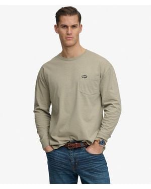 Superdry Homme T-Shirt À Manches Longues Avec Poche Taille - Gris