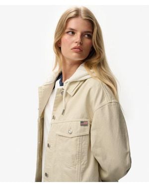 Superdry & Co Relaxed Hooded Trucker Jacket - Natural