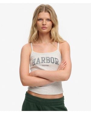 Superdry Athletic Essentials Graphic Print Cami Top - Gray