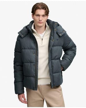 Superdry & Co Premium Hooded Check Puffer Jacket - Black