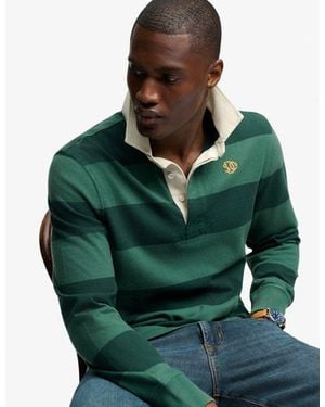 Superdry & Co Athletic Stripe Rugby Top - Green
