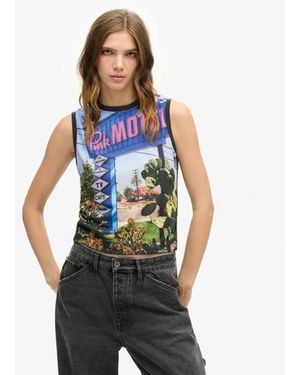 Superdry & Co Sub Print Vest Top - Blue