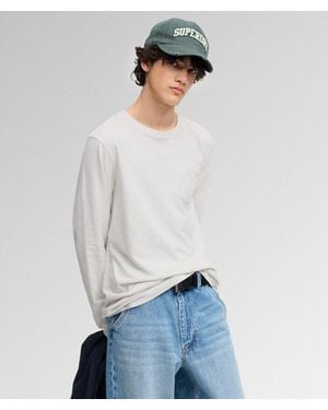 Superdry & Co Cotton Linen Long Sleeve Pocket Top - White