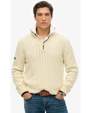 Superdry Organic Cotton Classic Cable Half-zip Sweater - Natural