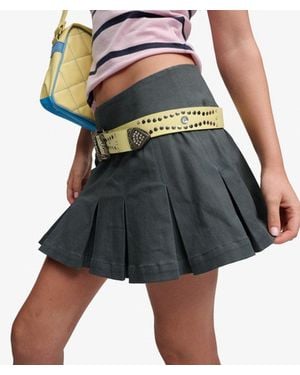 Superdry Bench X & Co Bench Logo Pleated Twill Mini Skirt - Grey