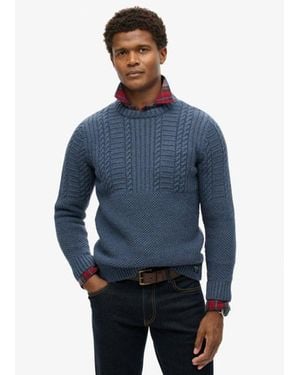 Superdry & Co Jacob Cable Knit Jumper - Blue