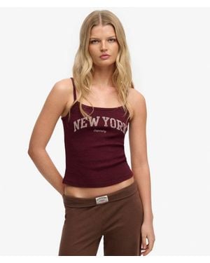 Superdry & Co Athletic Essentials Graphic Print Cami Top - Red