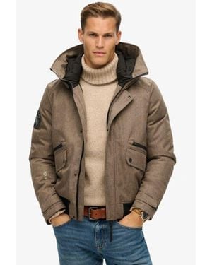 Superdry City Tweed Padded Bomber Jacket - Brown