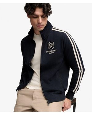 Superdry Homme Veste De Survêtement Essential Retro Coupe Ajustée Taille - Bleu