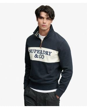 Superdry & Co Company Logo Half Zip Sweatshirt - Blue