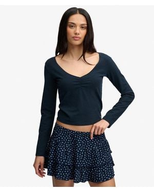 Superdry & Co Athletic Essential Gathered Long Sleeve Top - Blue