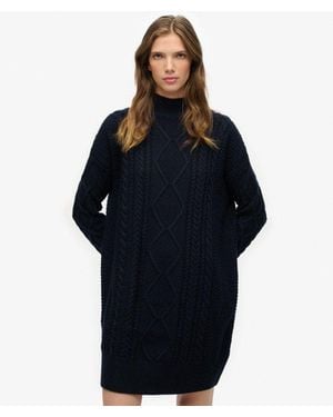 Superdry Slouchy Cable Knit Dress - Blue