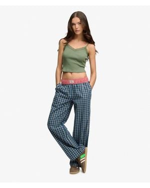 Superdry & Co Mini Check Cotton Trousers - Blue