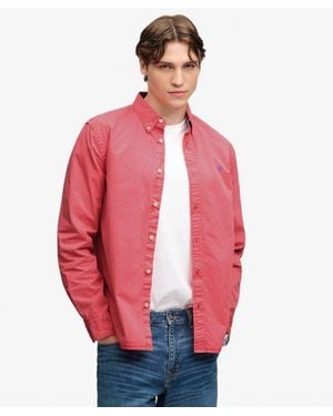 Superdry & Co Garment Dyed Long Sleeve Shirt - Red