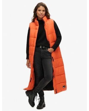 Superdry Ripstop Long Puffer Gilet - Red