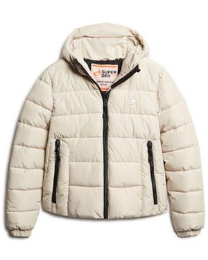 Superdry & Co Hooded Spirit Sports Puffer Jacket - Natural