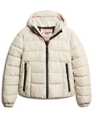 Superdry & Co Hooded Spirit Sports Puffer Jacket - Natural