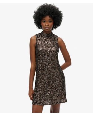 Superdry & Co Sleeveless Sequin A Line Mini Dress - Brown