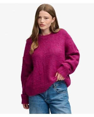Superdry Geborstelde Gebreide Trui Oversized Pasvorm - Rood
