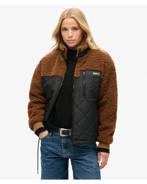 Superdry Workwear Sherpa Fleece Hybrid Jacket - Brown
