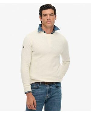 Superdry Light Weight Cotton Texture Jumper - White