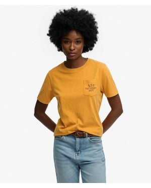 Superdry Femme T-Shirt Vintage Prep Taille - Bleu