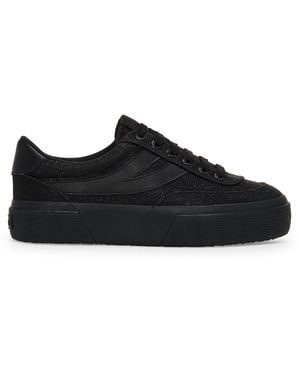 Superga 3740 Platform Jersey Lame Blocks Leggera - Negro